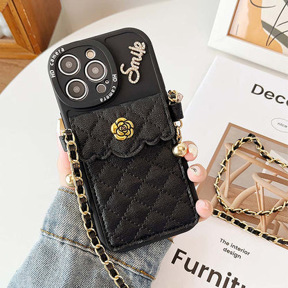 Rhombus Lattice Handbag with Gold Chain Phone Case | ZAKAPOP