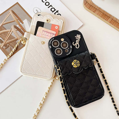 Rhombus Lattice Handbag with Gold Chain Phone Case | ZAKAPOP