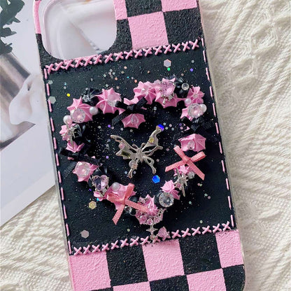 Checkerboard Sweet Hart Y2K Handmade Phone Case | ZAKAPOP
