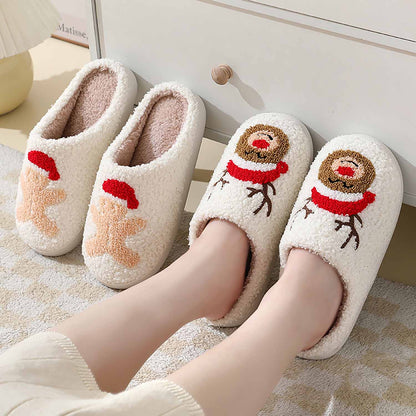 Christmas Cartoon Pattern Fuzzy Slippers | ZAKAPOP