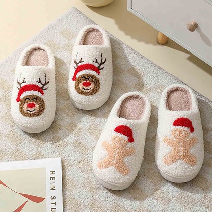 Christmas Cartoon Pattern Fuzzy Slippers | ZAKAPOP