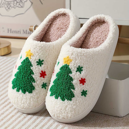 Christmas Cartoon Pattern Fuzzy Slippers | ZAKAPOP