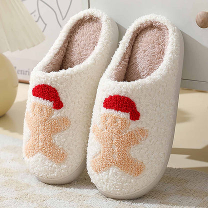 Christmas Cartoon Pattern Fuzzy Slippers | ZAKAPOP