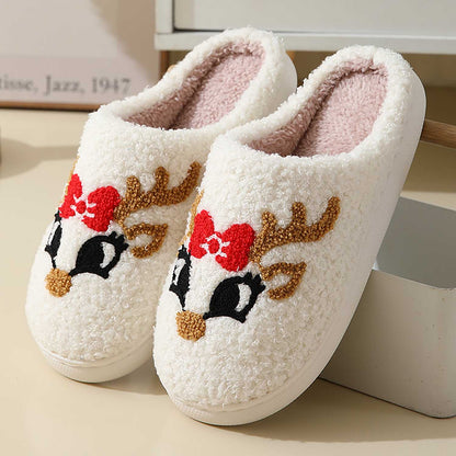 Christmas Cartoon Pattern Fuzzy Slippers | ZAKAPOP
