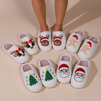 Christmas Cartoon Pattern Fuzzy Slippers | ZAKAPOP