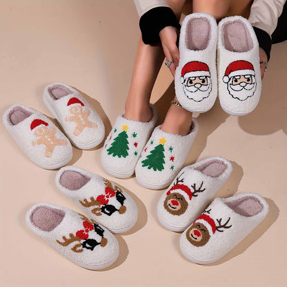 Christmas Cartoon Pattern Fuzzy Slippers | ZAKAPOP