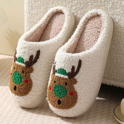Christmas Cartoon Pattern Fuzzy Slippers | ZAKAPOP