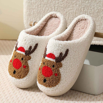 Christmas Cartoon Pattern Fuzzy Slippers | ZAKAPOP