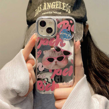 Cool Lovely Cat Mirror Phone Case | ZAKAPOP
