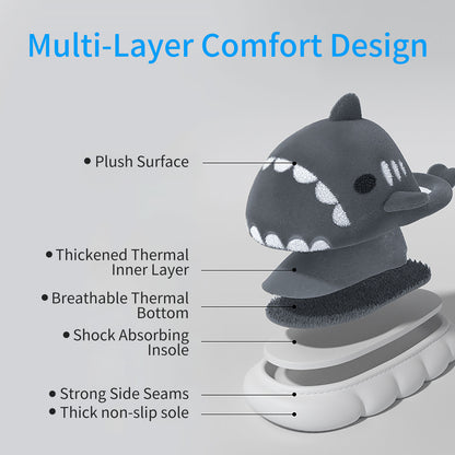 Couple Plush Cotton Outwear Winter Cartoon Shark Slides(Adults) | ZAKAPOP