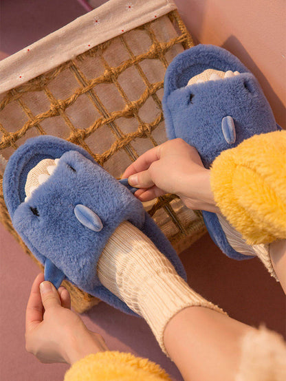 Couples Cartoon Shark Winter Home Slippers with Soft Soles (Adults) | ZAKAPOP