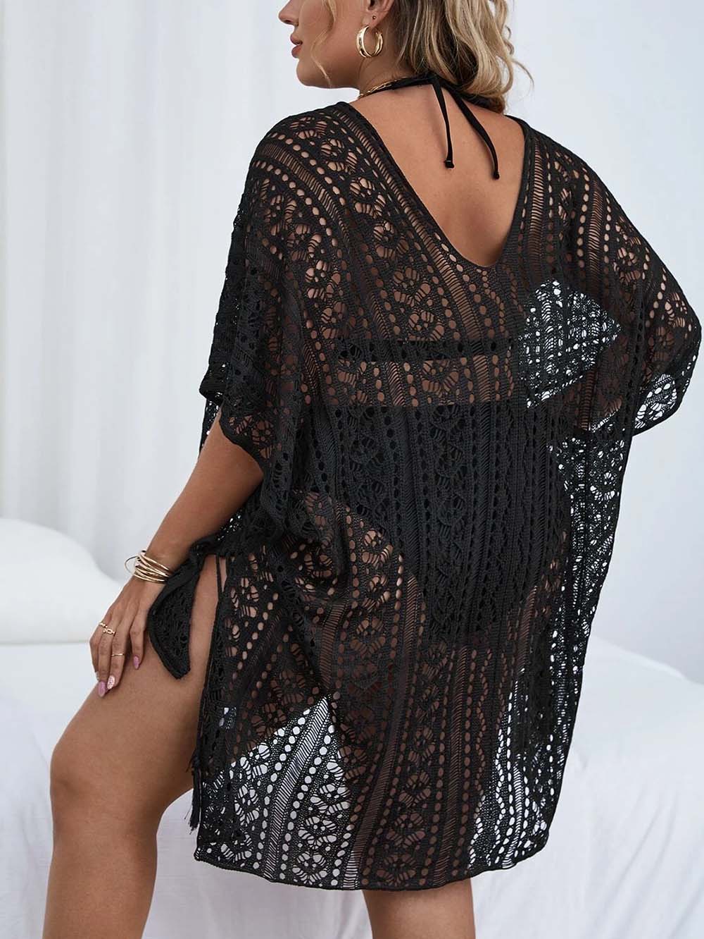 Crochet Tassel Hollow Tie Shawl Cover-up | ZAKAPOP