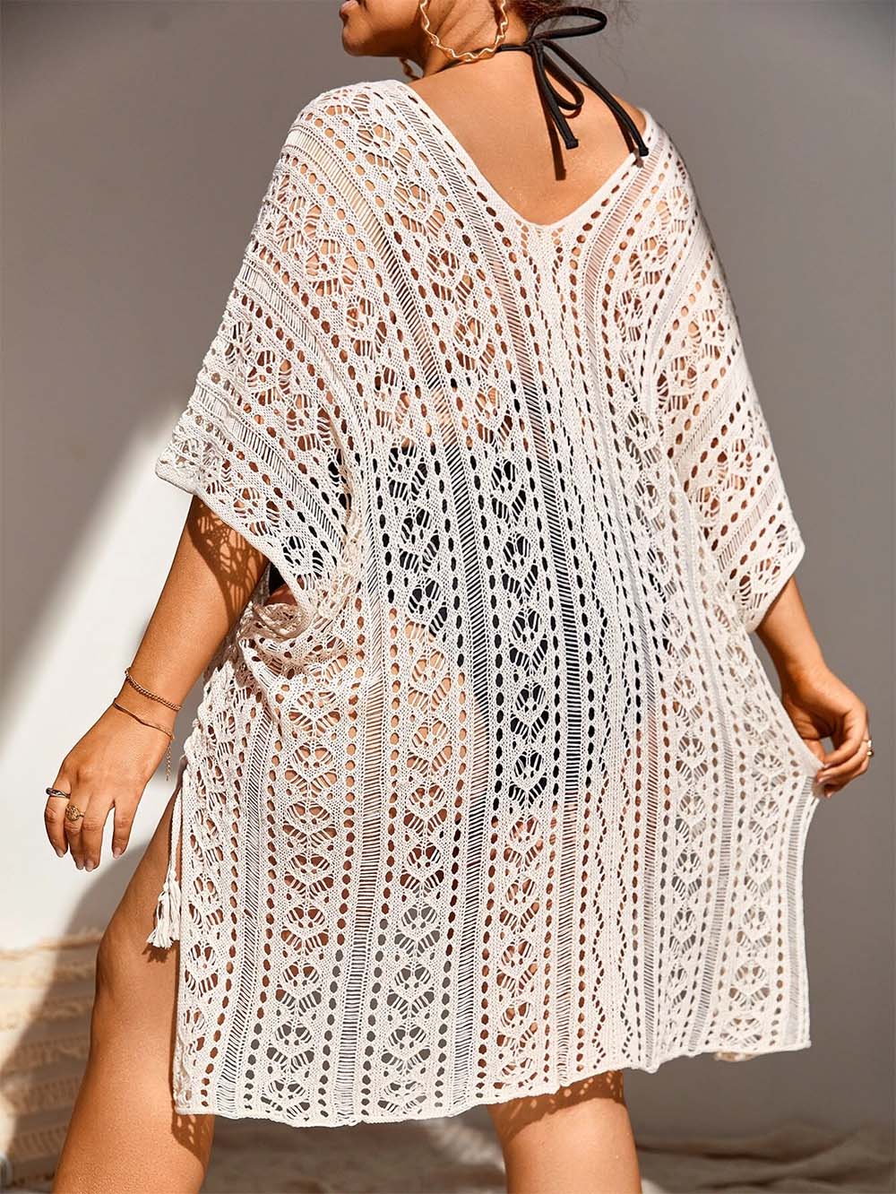 Crochet Tassel Hollow Tie Shawl Cover-up | ZAKAPOP