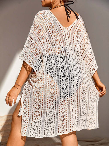 Crochet Tassel Hollow Tie Shawl Cover-up | ZAKAPOP
