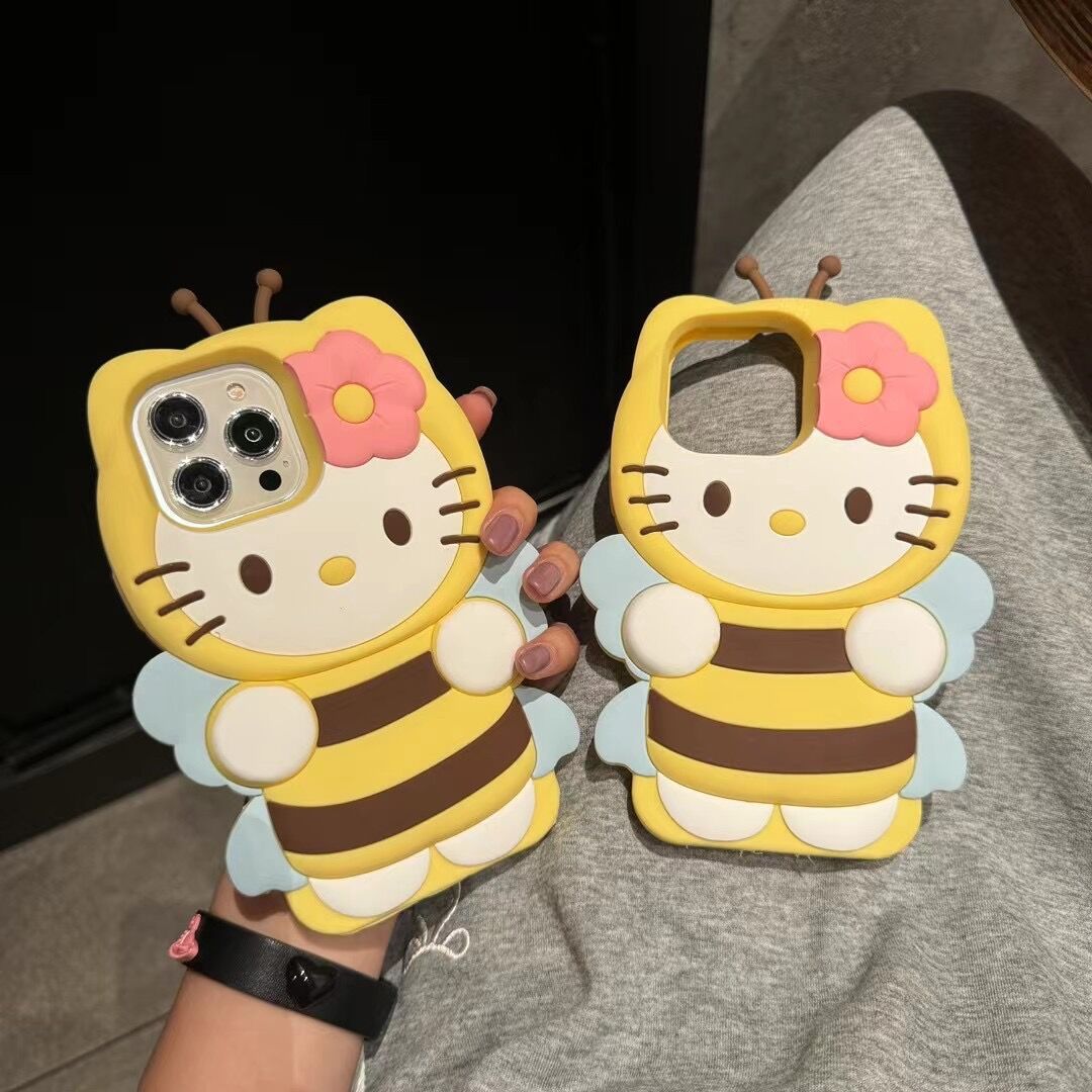3D Cute Bee Cartoon Cat iPhone Case | ZAKAPOP
