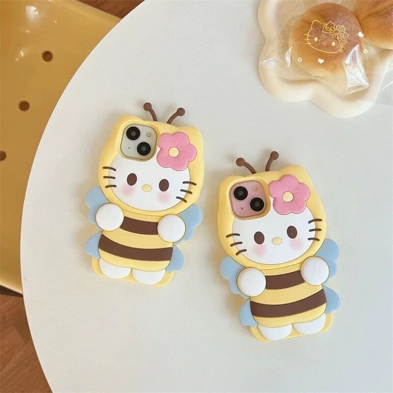 3D Cute Bee Cartoon Cat iPhone Case | ZAKAPOP