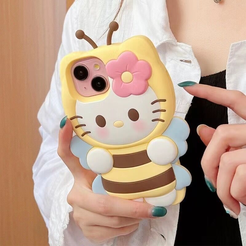 3D Cute Bee Cartoon Cat iPhone Case | ZAKAPOP