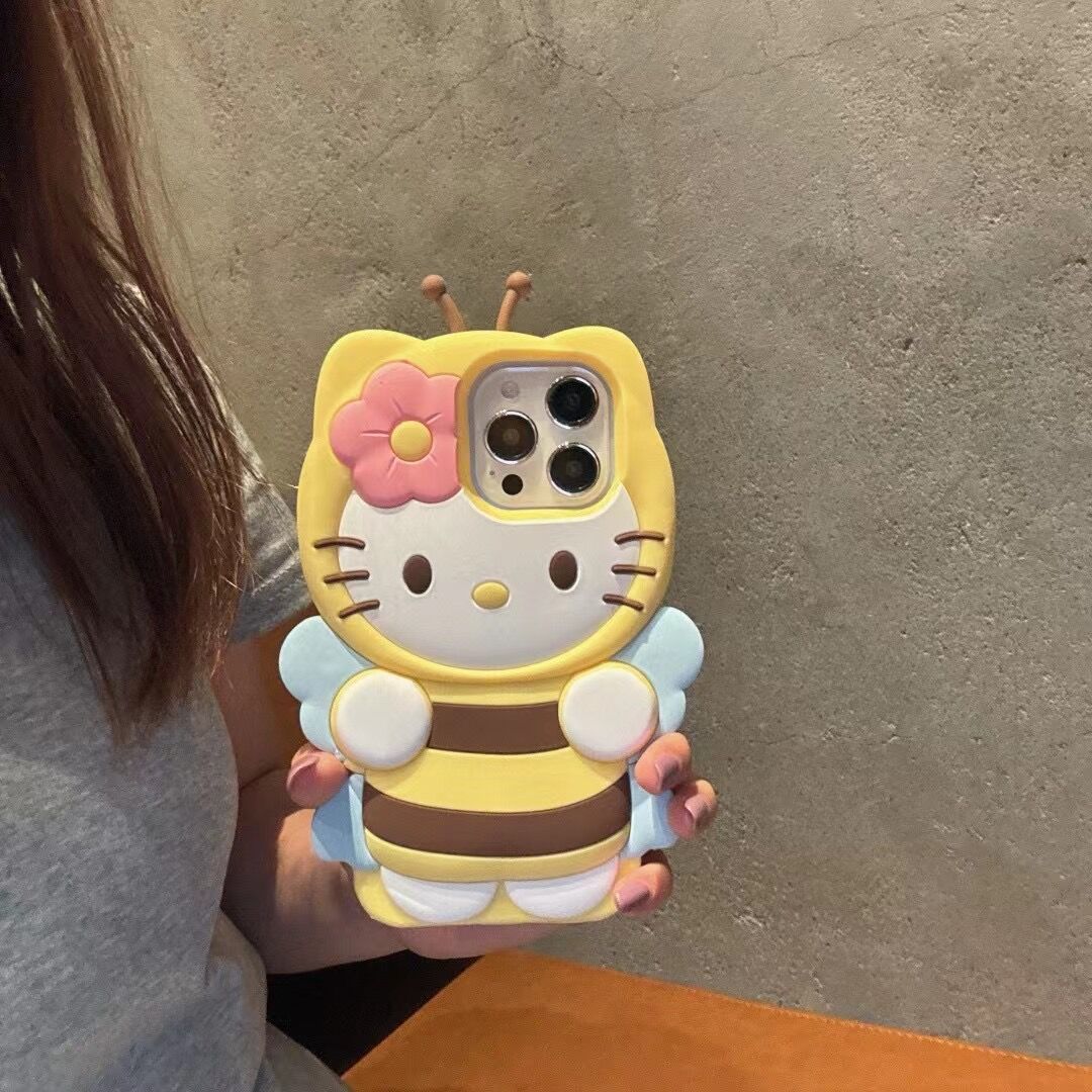 3D Cute Bee Cartoon Cat iPhone Case | ZAKAPOP