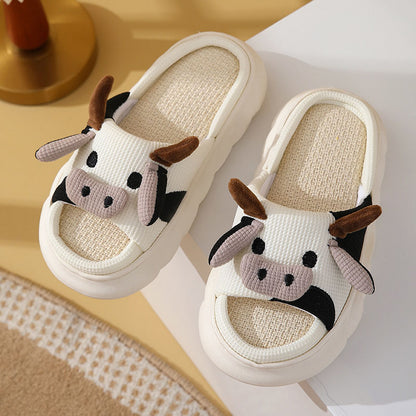 Cute Cartoon Cow Thick Sole Slippers | ZAKAPOP
