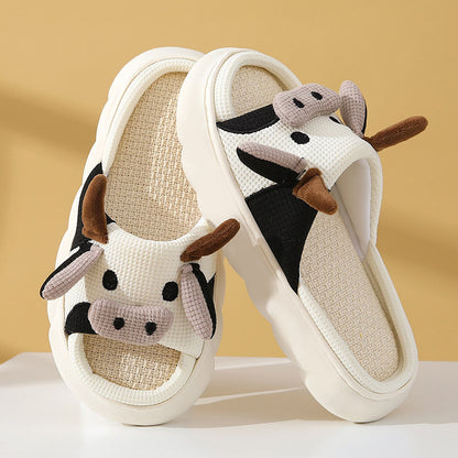Cute Cartoon Cow Thick Sole Slippers | ZAKAPOP
