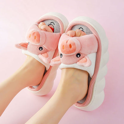 Cute Cartoon Thick Sole Piggy Slippers | ZAKAPOP