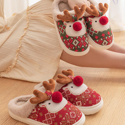 Cute Christmas Reindeer Winter Slippers | ZAKAPOP