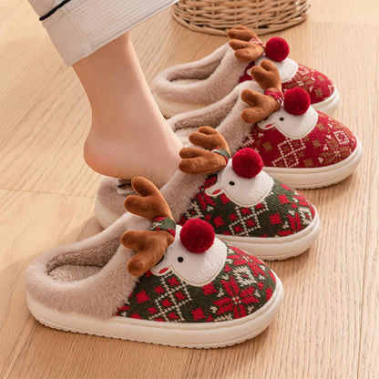 Cute Christmas Reindeer Winter Slippers | ZAKAPOP