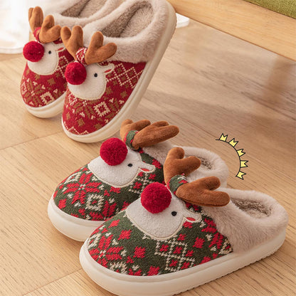 Cute Christmas Reindeer Winter Slippers | ZAKAPOP