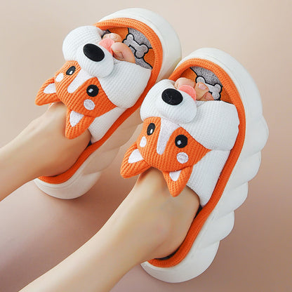 Cute Dogs Home Thick Bottom Couple Slippers | ZAKAPOP
