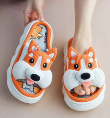 Cute Dogs Home Thick Bottom Couple Slippers | ZAKAPOP