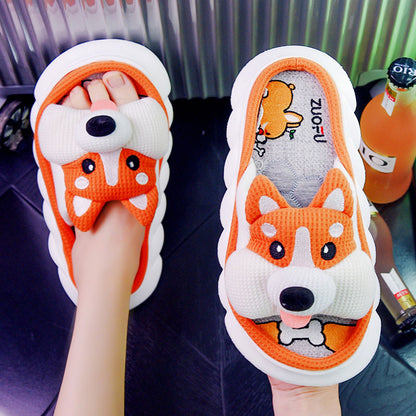 Cute Dogs Home Thick Bottom Couple Slippers | ZAKAPOP