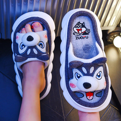 Cute Dogs Home Thick Bottom Couple Slippers | ZAKAPOP