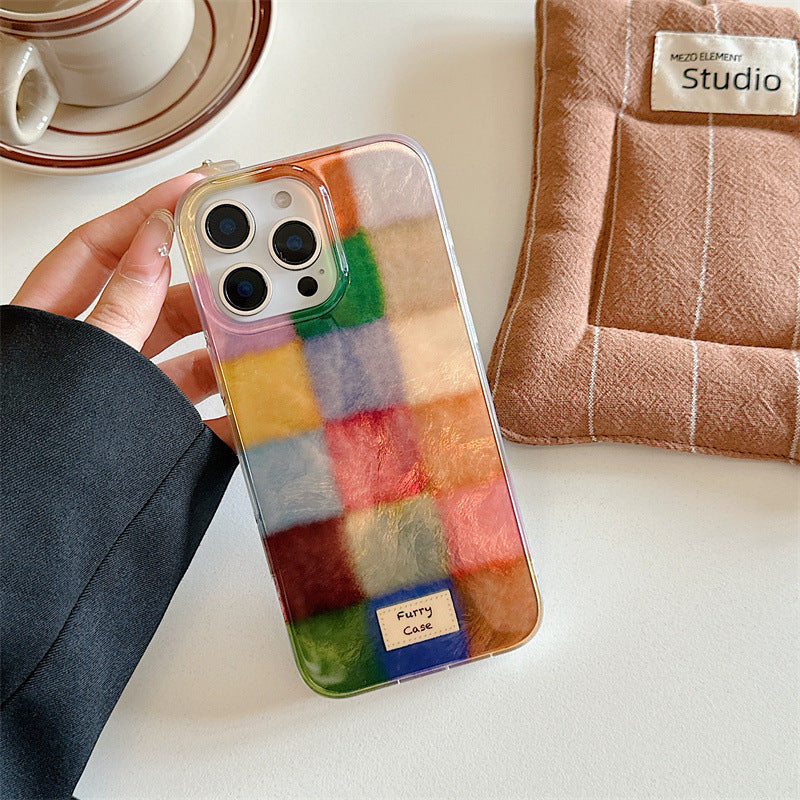 Cute Dopamine Color Block Match Plaid Clear Case | ZAKAPOP