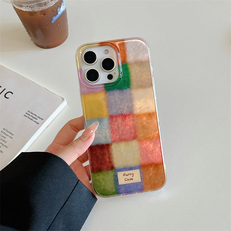 Cute Dopamine Color Block Match Plaid Clear Case | ZAKAPOP