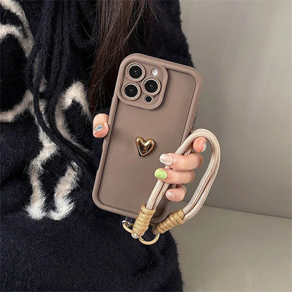 Cute Korean 3D Golden Love Heart Soft iPhone Case | ZAKAPOP