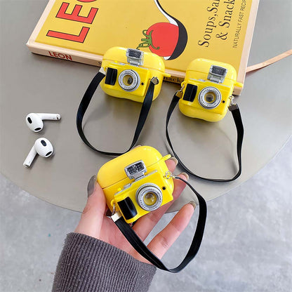Cute LED Flash Camera Earphone Shell with Strap for Airpods | ZAKAPOP