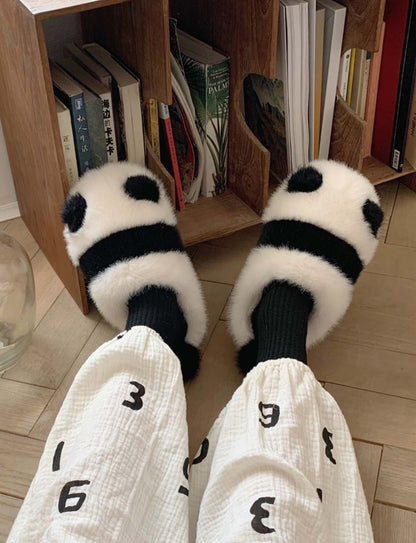 Cute Panda Plush Home Warm Winter Slippers | ZAKAPOP
