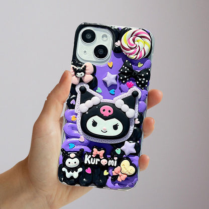 Cute Purple & Pink Anime Character Decoden Phone Case | ZAKAPOP
