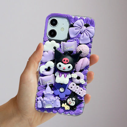 Cute Purple & Pink Anime Character Decoden Phone Case | ZAKAPOP