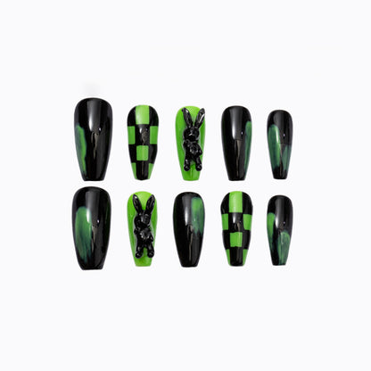 Handmade Cyberpunk Dark Hot Bunny Press-on Nail Art | ZAKAPOP