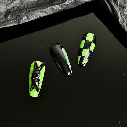 Handmade Cyberpunk Dark Hot Bunny Press-on Nail Art | ZAKAPOP