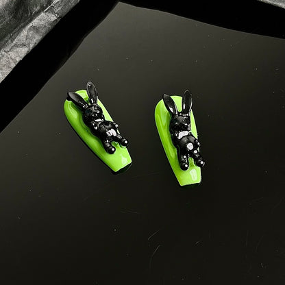 Handmade Cyberpunk Dark Hot Bunny Press-on Nail Art | ZAKAPOP