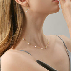 Dainty 18K Spaced Pearl Necklace | ZAKAPOP