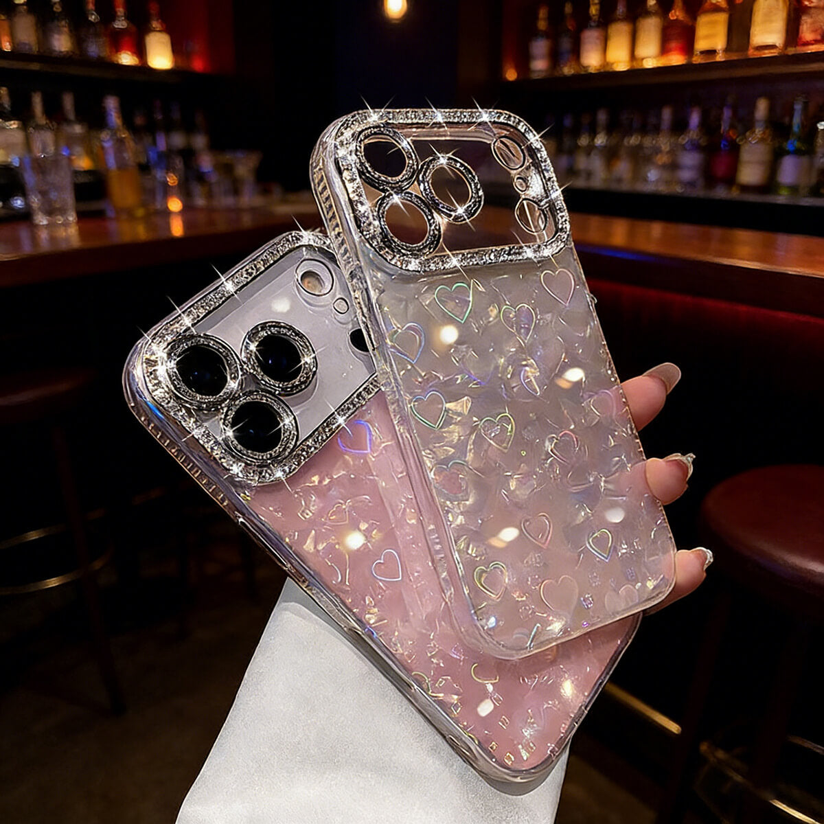 Elegant Rhinestone Heart Shell Design Camera Protection Case for iPhone | ZAKAPOP