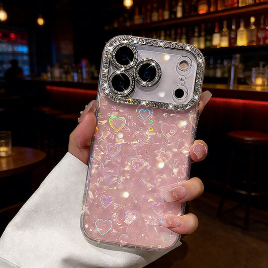 Elegant Rhinestone Heart Shell Design Camera Protection Case for iPhone | ZAKAPOP
