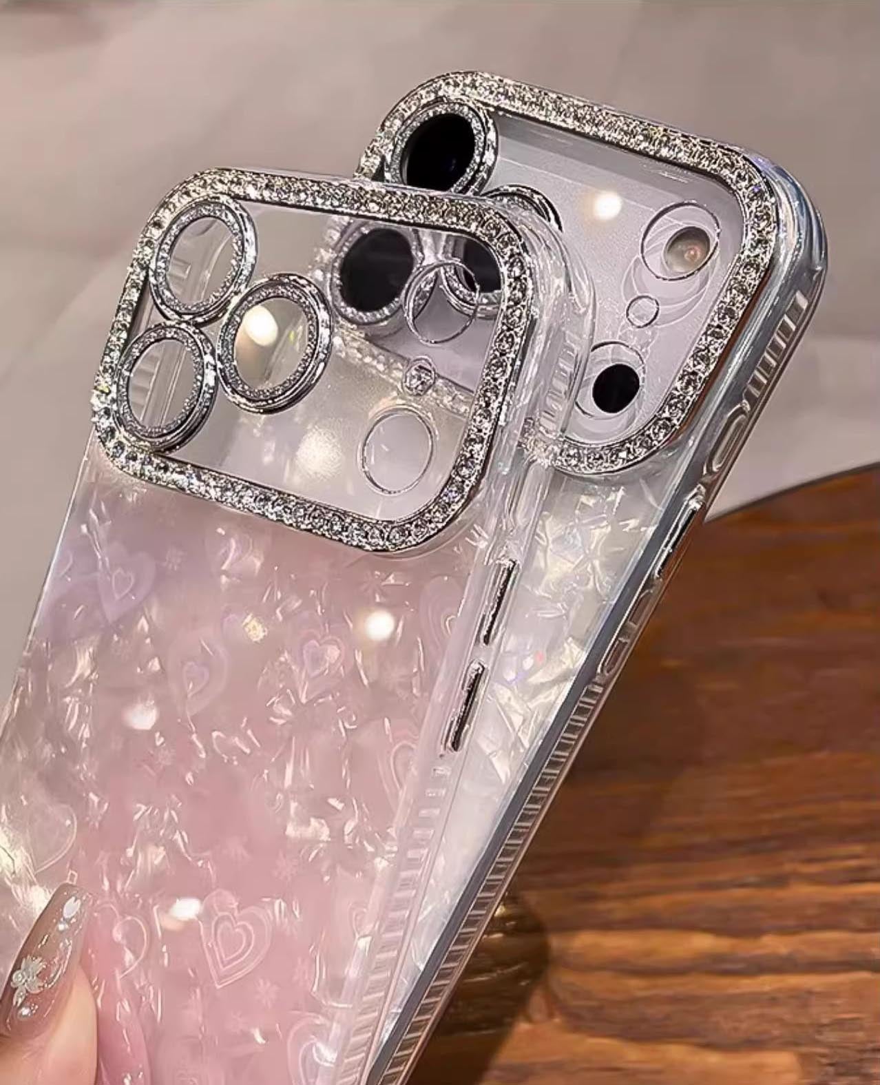 Elegant Rhinestone Heart Shell Design Camera Protection Case for iPhone | ZAKAPOP