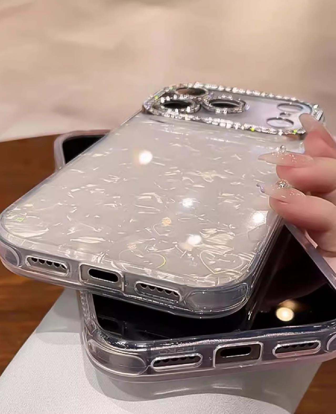 Elegant Rhinestone Heart Shell Design Camera Protection Case for iPhone | ZAKAPOP
