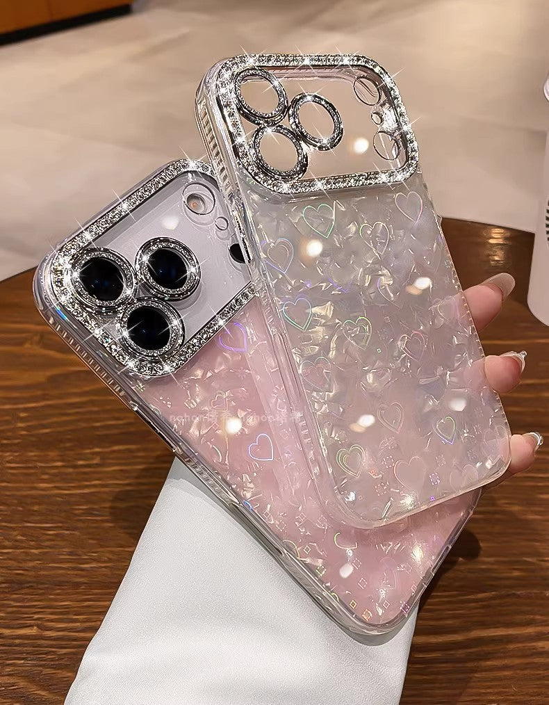 Elegant Rhinestone Heart Shell Design Camera Protection Case for iPhone | ZAKAPOP