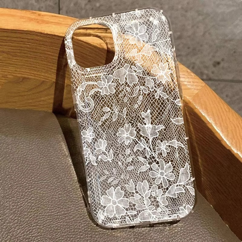 Elegant Romantic White Lace Pattern Phone Case For iPhone 17 | ZAKAPOP