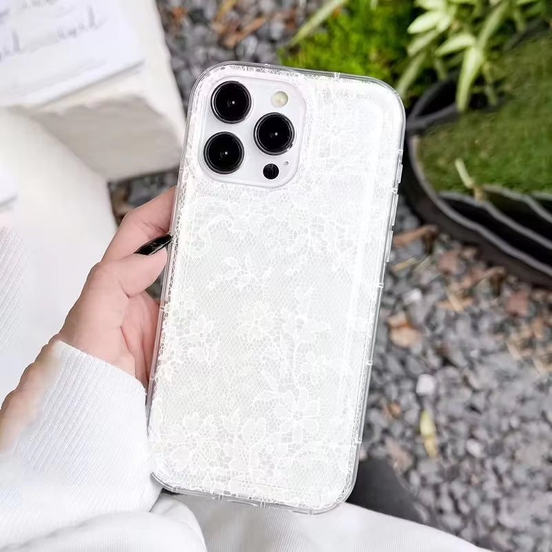 Elegant Romantic White Lace Pattern Phone Case For iPhone 17 | ZAKAPOP